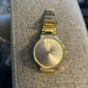 Gold tone Geneva analog bracelet watch